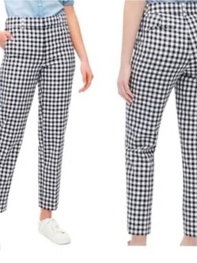 LOFT Black & White Gingham Ankle Pants